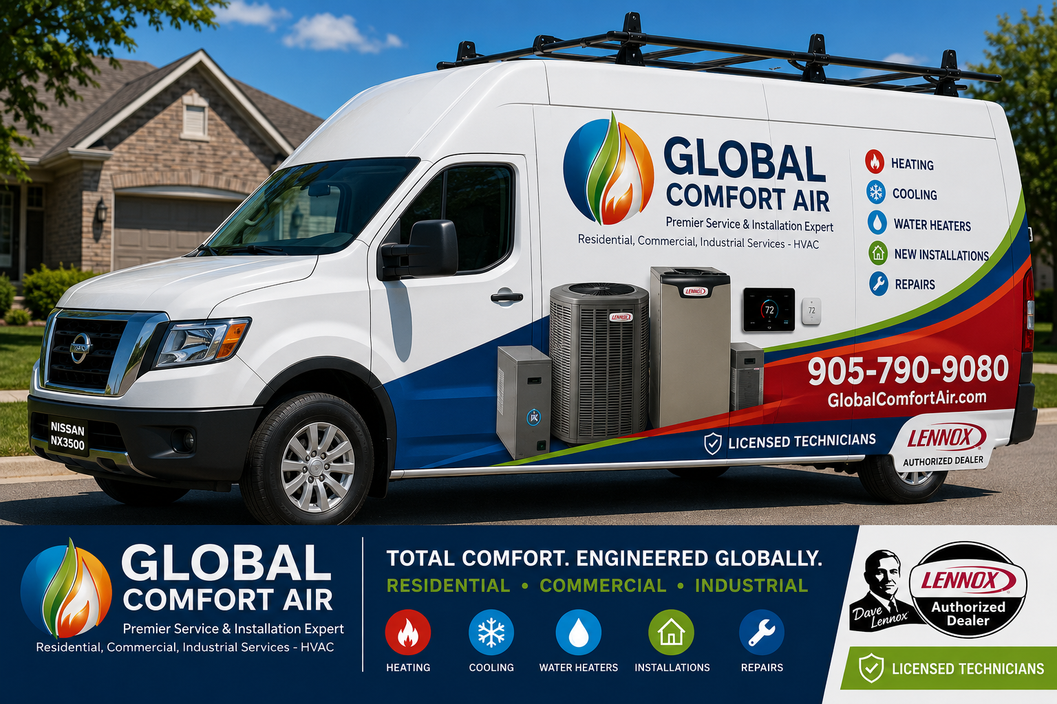 Global Comfort Air service van ready for residential HVAC service in the Greater Toronto Area